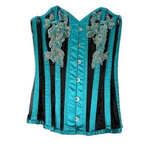 Corset Story Teal Beaded Corset Top (Size 20")